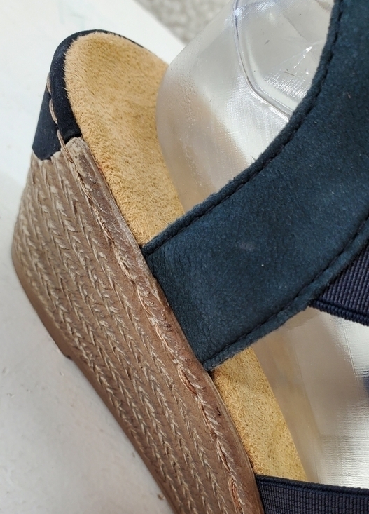 Rieker Sandals Ws Sz 41 US 9.5 Gray Tan Strappy Slip On Wedge Casual Luxury NWOT - Picture 13 of 15